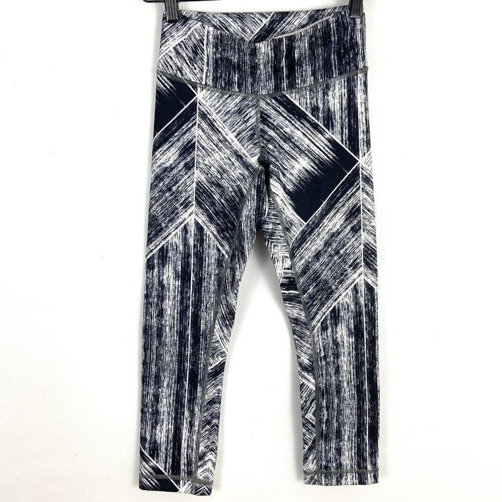Lululemon Wunder Under Crop II Leggings Heat Wave White Black  22” inseam 2‎